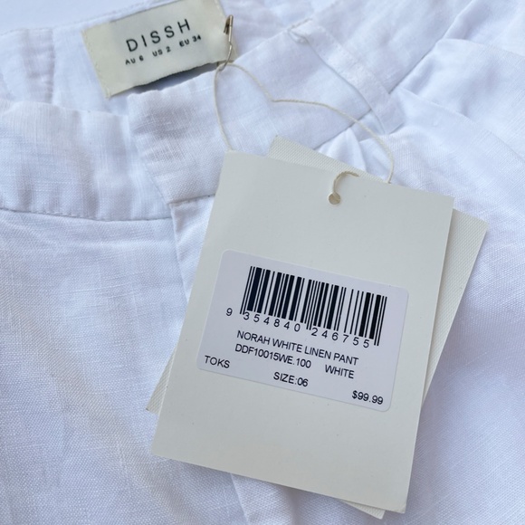 DISSH WHITE WIDE-LEG TROUSERS LINEN PANTS AU 6 / US 2 24 - Picture 6 of 11